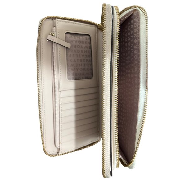 Kate Spade Leila Colorblock Medium Flap Backpack & Zip Wallet Set Warm Beige - Picture 9 of 11